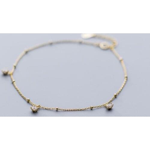 Womens Authentic REAL. 925 Silver Sterling Gold Zirconia AAA+ Waterdrop Tears Anklet Bracelet Fine Jewelry Charms GTLS805