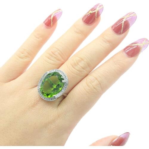 21x16mm SheCrown Popular Style Created Blue Aquamarine Silver Ring High Quality Luxury Daily Wear Silver Fine Jewelry