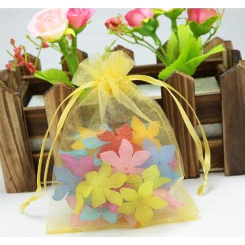 Wholesale 1000pcs/lot Gold Organza Bags 9x12cm Small Wedding Favors Christmas Gift Bag Jewelry Candy Packaging Bags & Pouches