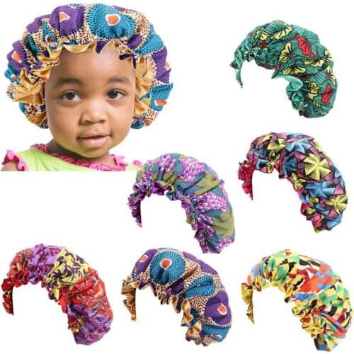 100pcs Kids Satin Bonnet Adjustable Sleeping Cap Soft Silk Flower Night Hats for Natural Hair Teens Toddler Child Baby