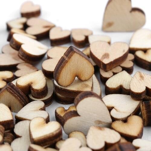 100pcs Mini Rustic Wedding Decorations Crafts Wooden Love Heart shape Mixed Sizes Table Scatter DIY Party Decoration Accessories