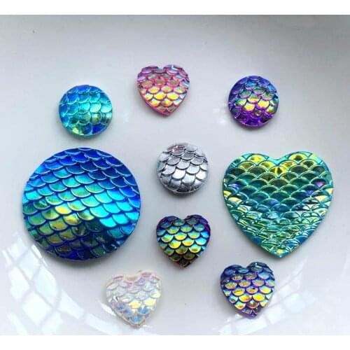 12mm& 25mm round heart mermaid scales flat back rhinestone can be selected in a variety of colors wedding decoration rhinestone