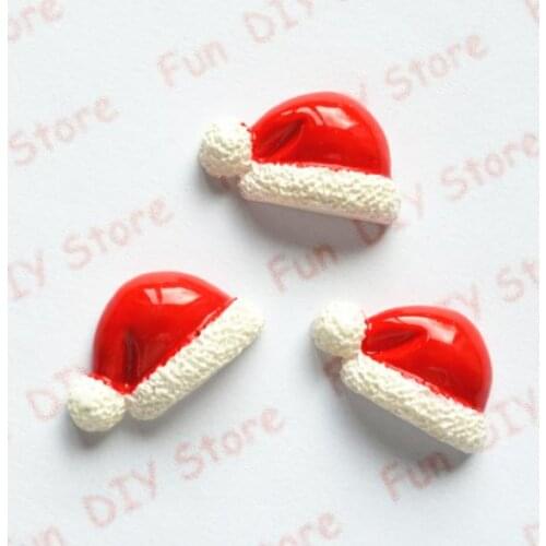 15*26mm Resin Chirstmas Hat Flat Back Cabochon,Xmas Scrapbooking Embellishments,Hair Bow Center 30pcs/lot