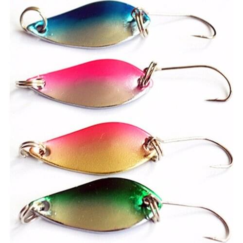 4Pcs 5.3cm/2.5g Fishing Metal Bass Spoon Baits Spinner Lure Trout Spoon Bait Wobbler Artificial Spoon Hard Baits Single Hook