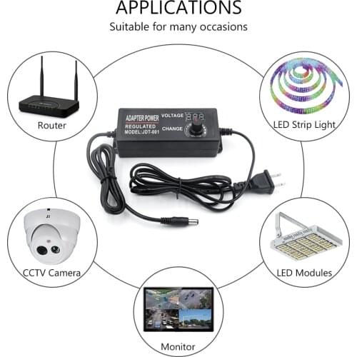 US EU Plug Power Supply Adapter LED Universal With Display DC 3-12V/3-24V/4-24V/9-24V Adjustable Screen of Voltage Regulated