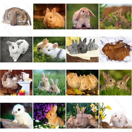 Diy Diamond Painting Rabbit Nordic Style Full of Diamond Flowers Handmade Dot Inlaid Diamond Bedroom Living Room Sticker Wall