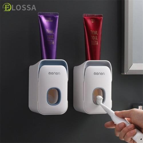 ELOSSA Automatic Toothpaste Squeezer Dispenser Wall Mount Toothbrush Holder Storage Rack Household Bathroom Accessories Set