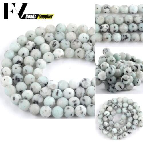 Natural Blue Matte Dull Polished Dalmation Jaspers Stone Beads Round Loose Beasd For Jewelry Making Diy Bracelet Charms 4-12mm
