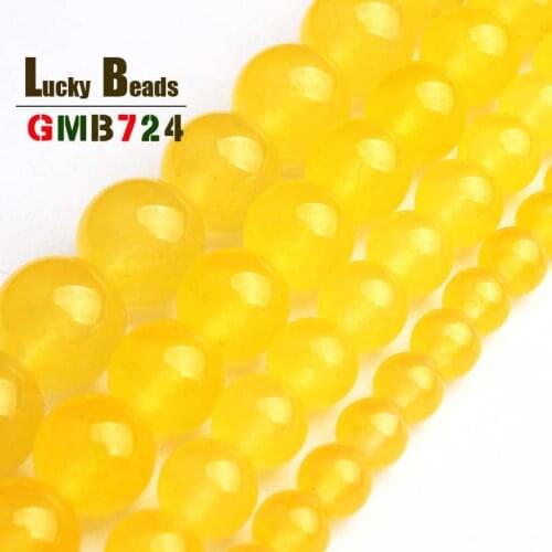 A+ Yellow Chalcedony Stone Beads Round Natural Loose Spacer Beads For Jewelry DIY Making Bracelets Necklaces Strands 6/8/10/12mm