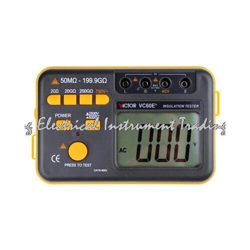 Fast arrival Victor VC60E+ Digital Insulation Resistance Tester Megger MegOhm Meter DC/AC 50M ohm-199.9G ohm