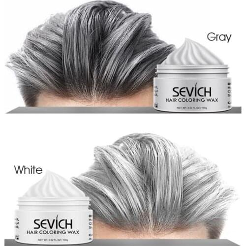 Color Hair Wax Styling Pomade Silver Grandma Grey Disposable Natural Hair Strong Gel Cream Hair Dye for Women Men 100g