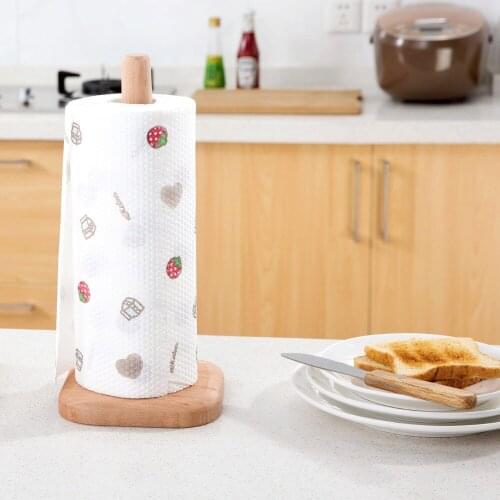 Kitchen Wooden Roll Paper Towel Holder Bathroom Tissue Toilet Paper Stand Napkins Rack Home Table Tool Accessories