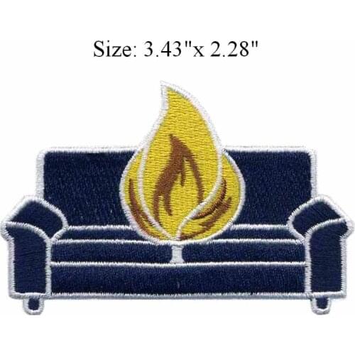 Sofa with a fire 3.43"wide embroidery patch for patch cloth/USA/serie a patch