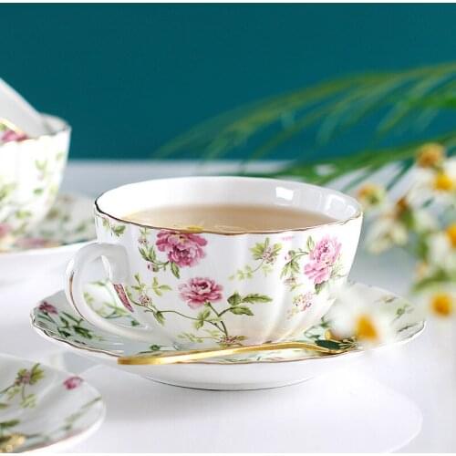 European style rural coffee cup set small luxury home simple elegant high-end cute small fresh ceramic flower tea cup