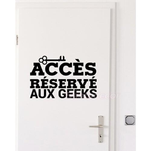 French Stickers Accese Reserve Aux Geek Lettering Wall Sticker Door Wall Decal Art Home Decor for Living Room House Decoration