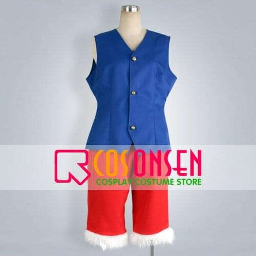 COSPLAYONSEN One Piece Monkey D Luffy Blue vest Red pants Cosplay Costume