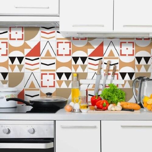 Colorful geometry tile sticker living room bedroom wallpaper wall sticker kitchen oilproof sticker bathroom waterproof sticker