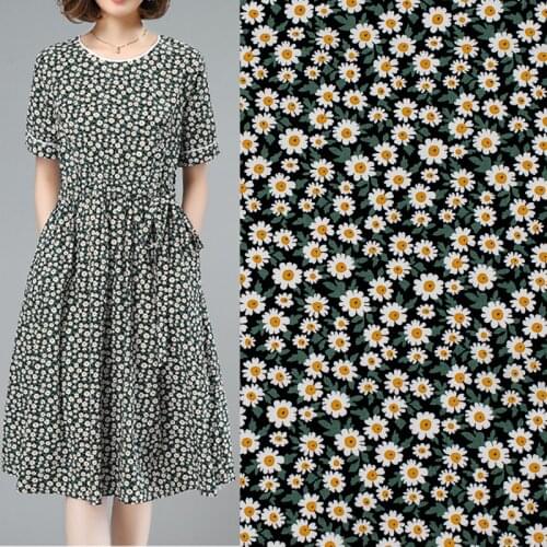 Little Daisy On White Print Pure Cotton Fabric For Dress Tissus Au MÈTre Telas Por Metro Ткань Для Шитья Tissu Sewing Tela DIY