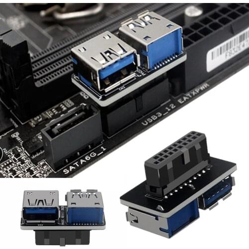 Computer Mainboard Panel Header USB 3.0 19 20 Pin Female to Dual USB 3.0 A Female Motherboard Adapter Converter