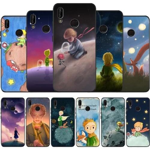 Cute little prince rose black soft Phone Case for huawei P40 P30 P20 P10 Pro lite P9 Lite nova 4E 6SE Psmart 2019 Y6 9 Prime