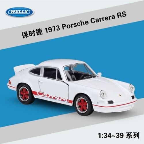 1:36 WELLY 1973 Porsche Carrera RS Metal Diecast Model Vehicles Alloy Model Car For Collectibles Childs gift With Retail box