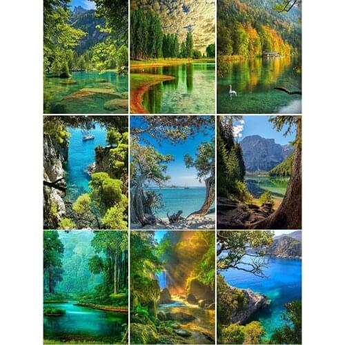 5D DIY Diamond Painting Landscape Cross Stitch Kit Full Drill Embroidery Scenery Mosaic Art Picture of Rhinestones Decor Gift