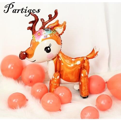 New 3D Cute Deer Helium Foil balloons Cartoon Christmas Deer Animal Balloon Baby Shower Birthday Party Decoration Kids Supplies