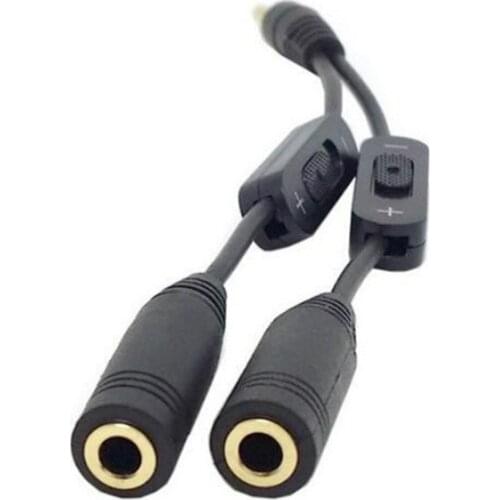 New 3.5mm Jack Male to 2 Female Stereo Audio Y Splitter Adapter Aux Cable With Volume Control for Phone PC Laptop MP3 300pcs