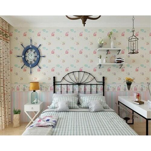Beibehang Modern Korean childrens room unwoven wall paper small animal male girl bedroom rainbow papel de parede 3d wallpaper
