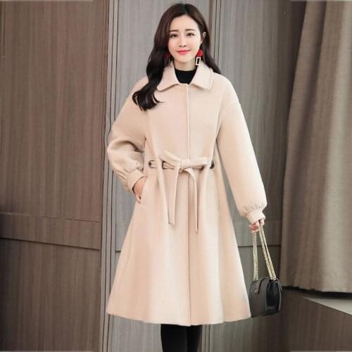 Office Lady Long Solid Slim Casual 2021 Fashion Women Medium Korean Herf Winter Women Wool Jas Bomber Warm Coats