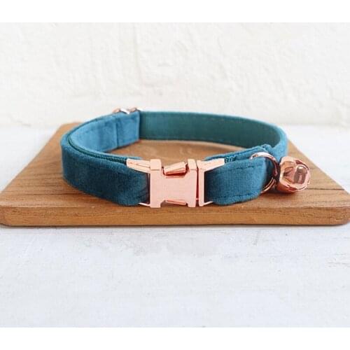 Pet Small Dog Collar THE TURQUOISE Adjustable Cat Nameplate ID 2 Sizes Poly Satin And Nylon Cat Collar Sash Small Bell