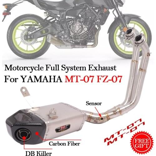 Full System For YAMAHA MT-07 FZ-07 MT 07 FZ 07 Motorcycle Exhaust Link Pipe Modified Box Escape Moto DB Killer Muffler Slip On