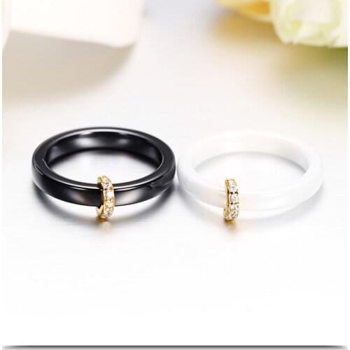 2021 Sale Fine Jewelry 2 Colors Crystal from Swarovskis Ceramic micro inlaid zircon semicircular gold ring Fit Lovers