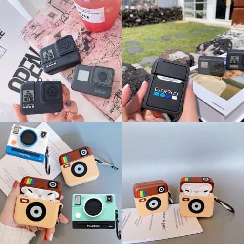 3D Luxury Sports Camera Gopro Silicone Case for Apple Airpods 2 1 Cover for Air Pods 1 2 Case Wireless Charging Soft Cover Box