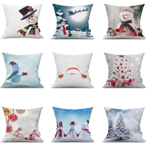 Christmas theme cute snowman cartoon cute pillowcase sofa car home decoration customizable