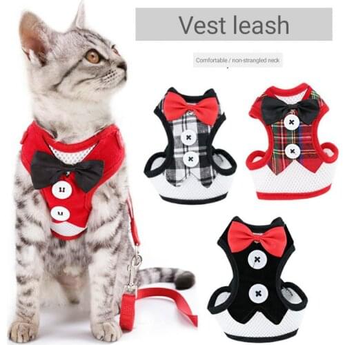 Pet supplies new bow dress, pet traction rope, chest straps, suit vest type dog harness
