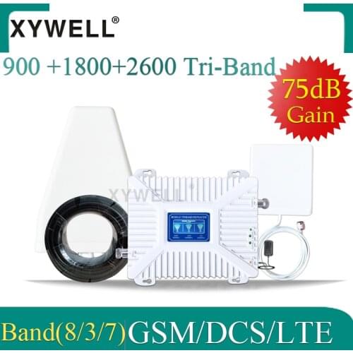 900/1800/2600 Tri-Band Cellular amplifier gsm booster GSM DCS LTE 2G 3G 4G signal Repeater GSM Cellular Mobile Signal Booster
