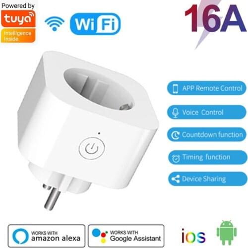WiFi Smart Plug 16A EU Socket Tuya Smart Life APP Work With Alexa Google Home Assistant Voice Control Timing Smart Plug Socket