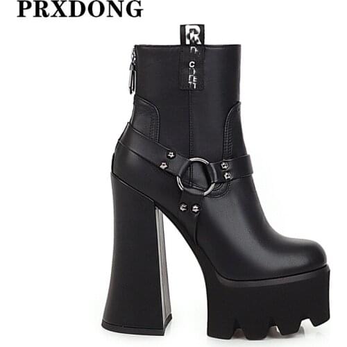 Fashion Popular New Woman Ankle Boots 2021 Autumn Winter Super High Heels Zipper Boots Thick Platforms Riding Boots Woman 34-43