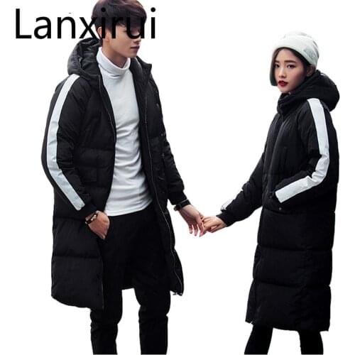 Winter Parkas Men Fashion Long Jacket For Men Women Thicken Cotton -Padded Winter Coats Couples Hooded Plus Size Parkas