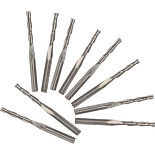 10pcs 3.175x2.5x15mm Solid Carbide Double Flute Spiral Cutter