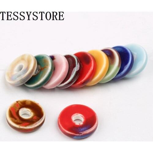 10pcs/lot Colorful Ceramic Beads Round Donut Shape Ceramic Beads For Jewelry Making Necklace DIY Handmade Accessories