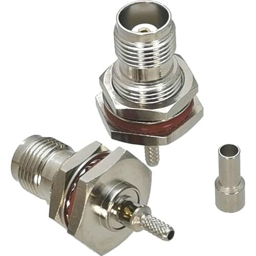 10PCS Connector TNC Female Jack Bulkhead Crimp RG174 RG316 LMR100 Cable Straight RF Coaxial Brass