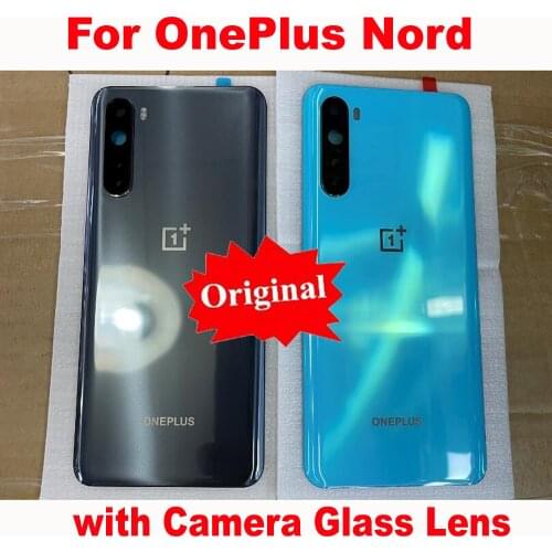 100% Original Back Panel Battery Cover Housing Door Lid Rear Case + Camera Glass Lens For OnePlus Nord AC2001AC2003 + Adhesive