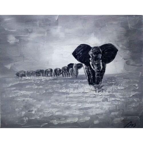 100% Hand Painted Animal Art Oil Painting Abstract on Canvas Elephant Painting for Home Decor High Quality No Framed