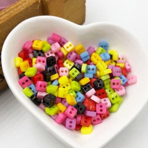 100Pcs/lot 6mm mini resin buttons kids apparel sewing accessories mix colors two holes DIY scrapbooking PH214