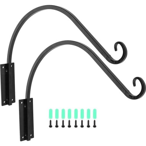 2/1 PC 16 inch Black Outdoor Plant Hanging Plant Bracket Flower Wall Bracket Garden Hanging Basket Planter Lantern Hanger Hooks