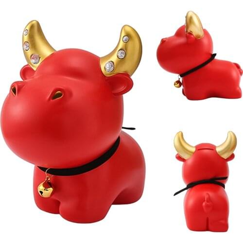 2021 Cute OX Cattle Animal Model Statue Resin Miniature Craft Display Mold DIY Home Decoration for Craft Desktop Ornaments (1PC)