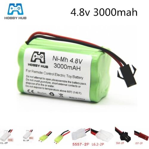 4.8v 3000mah 2400mah rechargeable battery For rc boat car Tanks robots 3000mah Ni-MH battery 4.8v pack battery for Electric toy