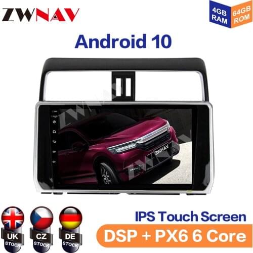 Android 10.0 PX6 Car DVD Player GPS Navigation For Toyota Land Cruiser Prado 2018+ Auto Radio Stereo Multimedia Player Head Unit